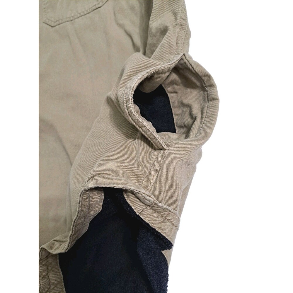 Croft Barrow Mens XL Canvas Chore Jacket Shirt Fleece Lined Coat Khaki Field - Picture 6 of 12